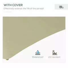 Outsunny 3(m) Solar LED Cantilever Parasol - Beige - 7