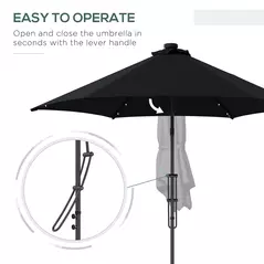 Outsunny 3(m) Solar LED Cantilever Parasol - Black - 4