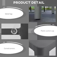 Outsunny 150cm x 88cm Aluminium Table, with Glass Tabletop - Grey - 6