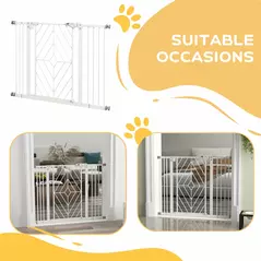 PawHut Pressure Fit Stair Gate Dog Gate w/ Auto Closing Door, Double Locking, Easy Installation, for 74-100cm Openings - White - 8
