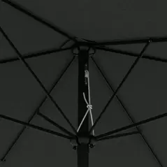 Outsunny 2 x 3(m) Garden Parasol Umbrella, Rectangular Outdoor Market Umbrella Sun Shade with Crank & Push Button Tilt, 6 Ribs, Aluminium Pole, Dark Grey - 9