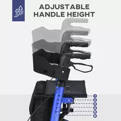 HOMCOM Portable Rollator Walker with 6 Adjustable Height and Dual Brakes for travel and Dailt Use, Blue - 7