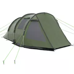 Outsunny Two Room Tunnel Tent Camping Tent for  3-4 Man with Windows, Covers, Carry Bag, for Fishing, Hiking, Sports, Green - 1