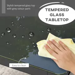 Outsunny 150cm x 88cm Aluminium Table, with Glass Tabletop - Grey - 4