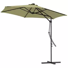 Outsunny 3(m) Solar LED Cantilever Parasol - Beige - 1