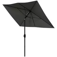 Outsunny 2 x 3(m) Garden Parasol Umbrella, Rectangular Outdoor Market Umbrella Sun Shade with Crank & Push Button Tilt, 6 Ribs, Aluminium Pole, Dark Grey - 1