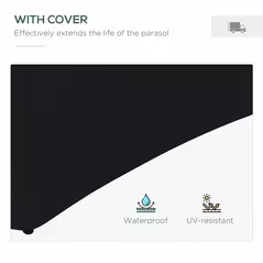 Outsunny 3(m) Solar LED Cantilever Parasol - Black - 7