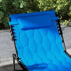 Outsunny Set of Two Sun Loungers, with Five-Position Reclining Backs - Blue - 8