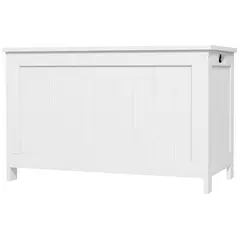 HOMCOM Storage Chest, Modern Storage Trunk with 2 Safety Hinges and Cut-out Handles, Wooden Toy Box for Living Room, Entryway, 76 x 40 x 48 cm, White - 1