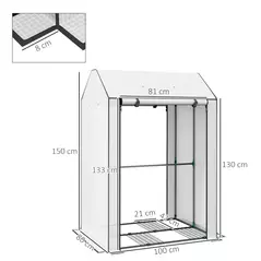 Outsunny Mini Greenhouse with 4 Wire Shelves, Portable Tomato Greenhouse, Upgraded Garden Grow House for Plants with Roll Up Door and Vents, 100 x 80 x 150cm, White - 3
