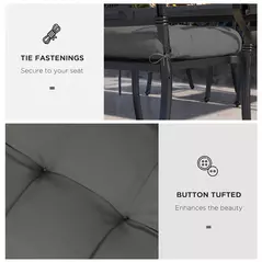 Outsunny 4-Piece Seat Cushion Pillows Replacement, Patio Chair Cushions Set with Ties for Indoor Outdoor, Charcoal Grey - 5