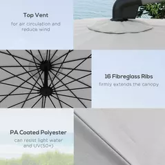 Outsunny 2.7m Cantilever Parasol, with Cross Base - Grey - 5