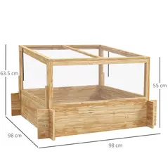 Outsunny 2-In-1 Wooden Greenhouse Planter Box - Natural - 3