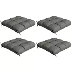 Outsunny 4-Piece Seat Cushion Pillows Replacement, Patio Chair Cushions Set with Ties for Indoor Outdoor, Charcoal Grey - 1