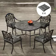 Outsunny 4-Piece Seat Cushion Pillows Replacement, Patio Chair Cushions Set with Ties for Indoor Outdoor, Charcoal Grey - 2