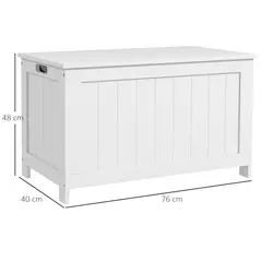 HOMCOM Storage Chest, Modern Storage Trunk with 2 Safety Hinges and Cut-out Handles, Wooden Toy Box for Living Room, Entryway, 76 x 40 x 48 cm, White - 3