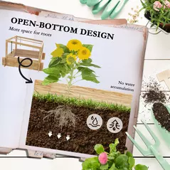 Outsunny 2-In-1 Wooden Greenhouse Planter Box - Natural - 7