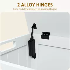 HOMCOM Storage Chest, Modern Storage Trunk with 2 Safety Hinges and Cut-out Handles, Wooden Toy Box for Living Room, Entryway, 76 x 40 x 48 cm, White - 5