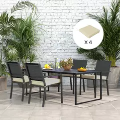 Outsunny 4-Piece Seat Cushions Pillow Replacement, Patio Chair Cushions Set with Ties for Indoor Outdoor, Beige - 2