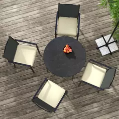 Outsunny 4-Piece Seat Cushions Pillow Replacement, Patio Chair Cushions Set with Ties for Indoor Outdoor, Beige - 6