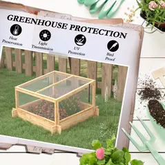 Outsunny 2-In-1 Wooden Greenhouse Planter Box - Natural - 5
