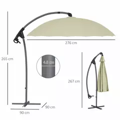Outsunny 2.7m Cantilever Parasol, with Cross Base - Beige - 3