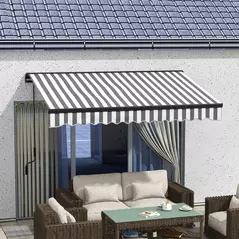 Outsunny 3 x 2m Aluminium Frame Electric Awning, with Remote - Grey/White - 2
