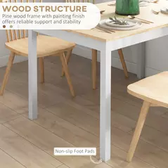 HOMCOM Four-Seater Farmhouse-Style Wooden Table - 5