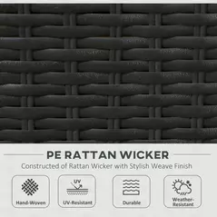 Outsunny Seven-Piece Rattan Garden Set, with Glass-Top Table - Black/Beige - 5