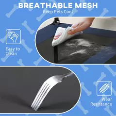 PawHut Cooling Raised Pet Bed w/ Washable Breathable Mesh, for Medium, Large Dogs, 91 x 76 x 89cm - Dark Blue - 6