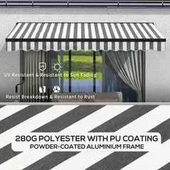 Outsunny 2.5 x 3.5m Aluminium Frame Electric Awning, with Remote - Grey/White - 6