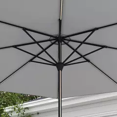 Outsunny 2.65m Garden Parasol, with LED Lights - Light Grey - 8