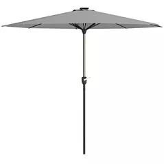Outsunny 2.65m Garden Parasol, with LED Lights - Light Grey - 1
