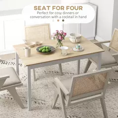 HOMCOM Four-Seater Farmhouse-Style Wooden Table - 4