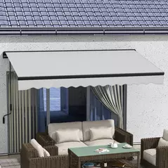 Outsunny 2.5 x 3.5m Aluminium Frame Electric Awning, with Remote - Light Grey - 2