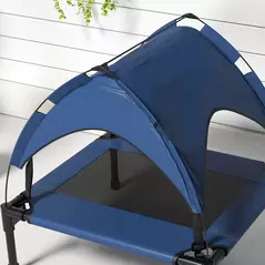 PawHut Cooling Raised Pet Bed w/ Washable Breathable Mesh, for Small Medium Dogs, 76 x 61 x 69.5cm - Dark Blue - 8