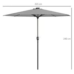 Outsunny 2.65m Garden Parasol, with LED Lights - Light Grey - 3
