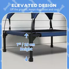 PawHut Cooling Raised Pet Bed w/ Washable Breathable Mesh, for Small Medium Dogs, 76 x 61 x 69.5cm - Dark Blue - 7