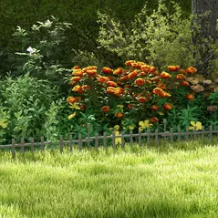 Outsunny 4PCs Wooden Garden Fencing Landscape Edging, Grey - 2