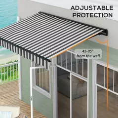Outsunny 3 x 2m Aluminium Frame Electric Awning, with Remote - Grey/White - 5