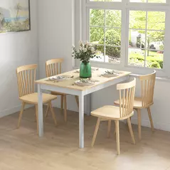 HOMCOM Four-Seater Farmhouse-Style Wooden Table - 2