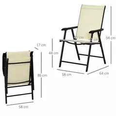 Outsunny Set of Four Folding Garden Chairs - Beige - 3