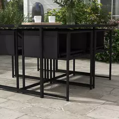 Outsunny 5 Piece Garden Dining Set with Breathable Mesh Seat, Adjustable Backrest, Tempered Glass Table Top for Patio, Black - 8