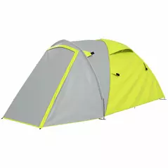 Outsunny Two-Man Dome Tent, with Front Porch and Accessories - Yellow/Grey - 1