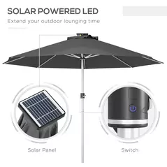 Outsunny 3m Parasol, with Solar-Powered LED Lights - Grey - 4