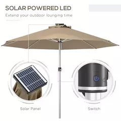 Outsunny 3m Parasol, with Solar-Powered LED Lights - Khaki - 4