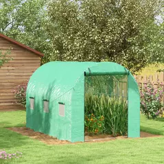 Outsunny Sprinkler System Polytunnel Greenhouse, 3 x 2m, Green - 2
