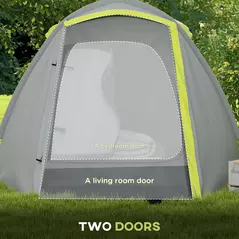 Outsunny Two-Man Dome Tent, with Front Porch and Accessories - Yellow/Grey - 6