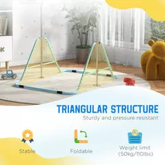 HOMCOM Kids Gymnastic Bar, with Adjustable Height, Foldable Horizontal Bars - Light Blue - 7