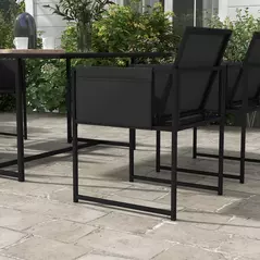 Outsunny 5 Piece Garden Dining Set with Breathable Mesh Seat, Adjustable Backrest, Tempered Glass Table Top for Patio, Black - 7